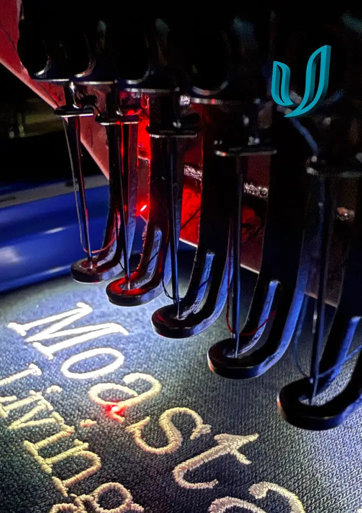 Multi-needle embroidery machine with glowing needles for embroidery prostitch in Australia