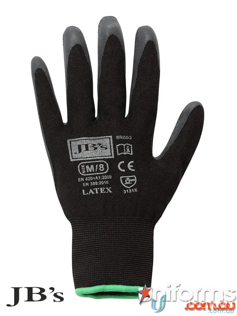 JBs 8R003 12pk. Black Latex Glove in Black
