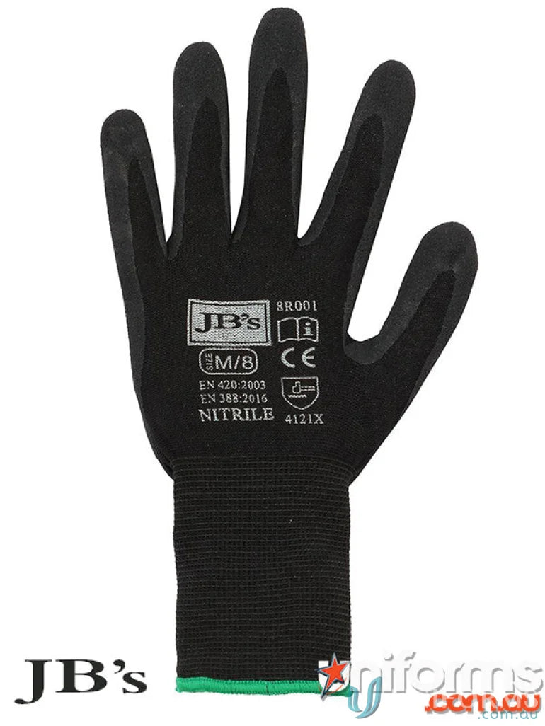 JBs 8R001 12pk. Black Nitrile Glove in Black front product image