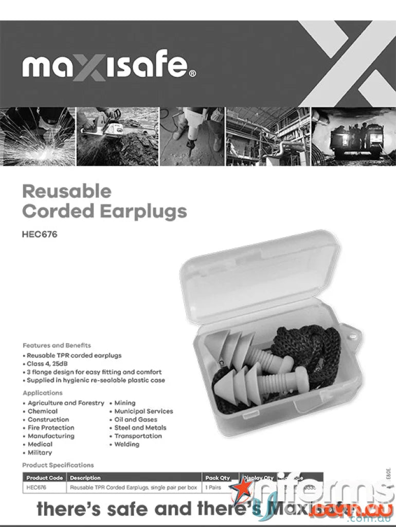 Reusable corded earplugs in plastic case for maximum comfort and noise protection