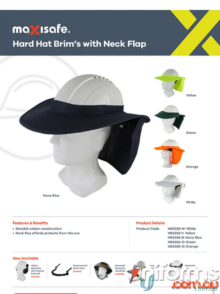 Hard Hat with Neck Flap for uniforms, ideal for added sun protection
