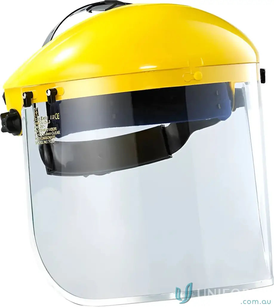 Yellow and clear face shield from Maxisafe with clear visor for uniforms safety