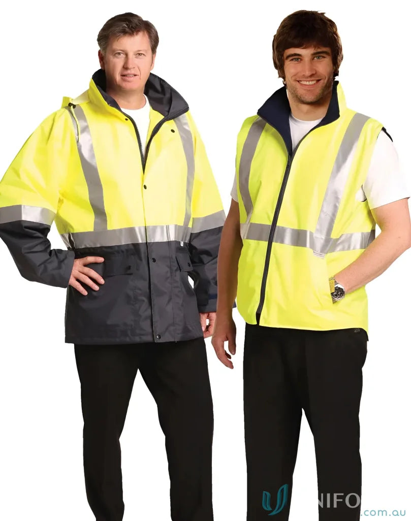 Winning Spirit SW20A 3in1 Rainproof Safety Jacket in Fluoro Yellow/Navy