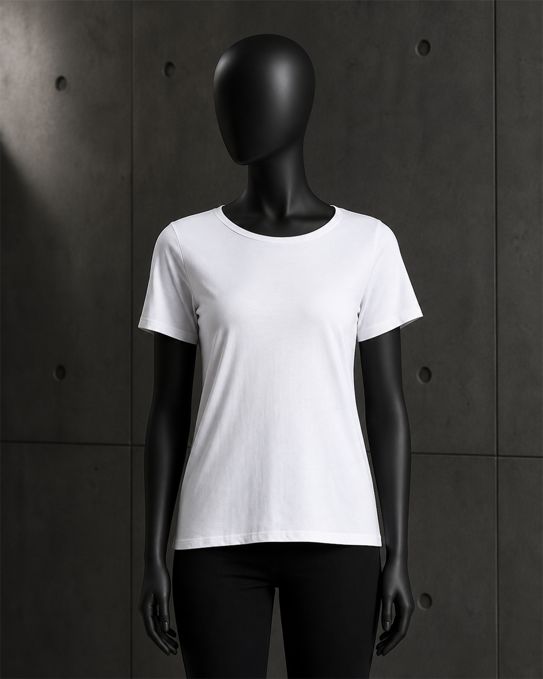 Wo's Shallow Scoop Tee 4011 blank product on dark industrial concrete background