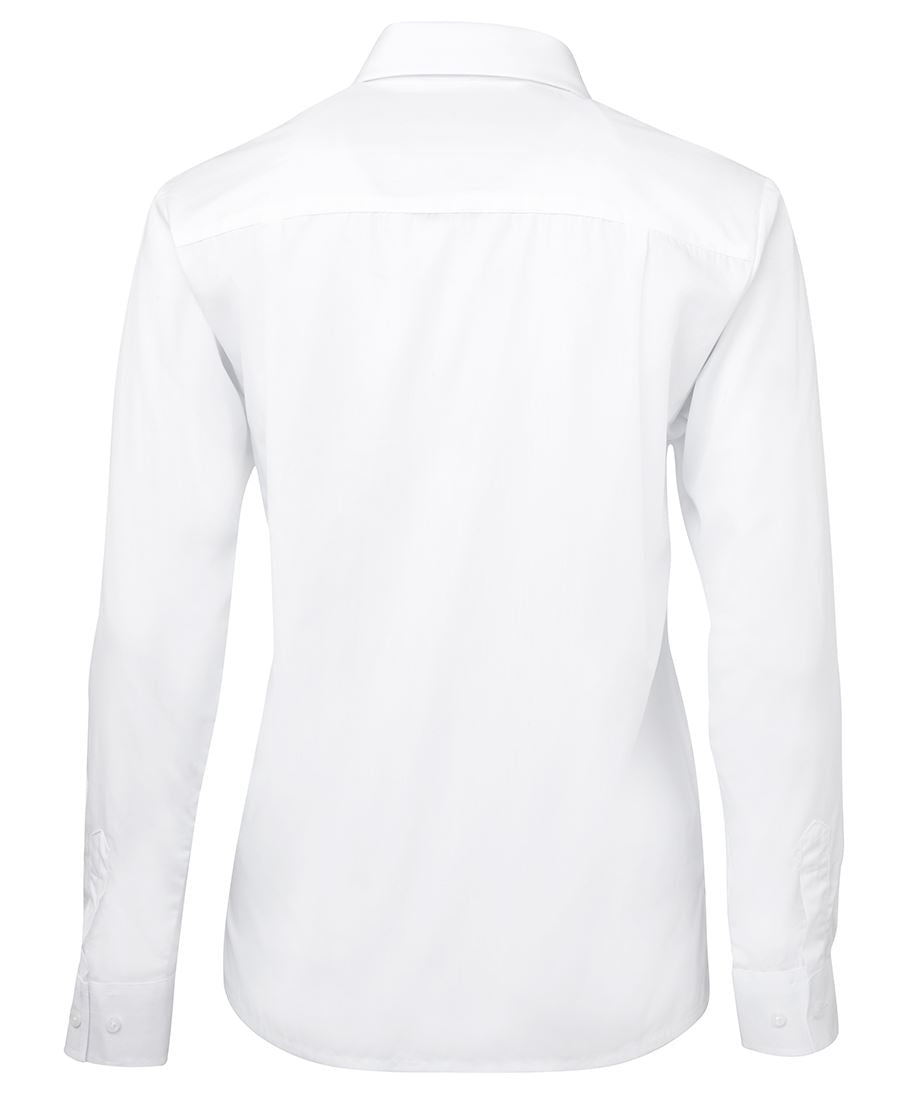 A crisp white ladies ls original poplin shirt with classic collar and buttoned cuffs perfect for work uniforms