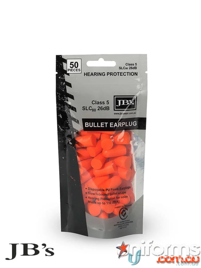 JBs 8P035 50 Pack. Bullet Shaped Ear Plugs front product image