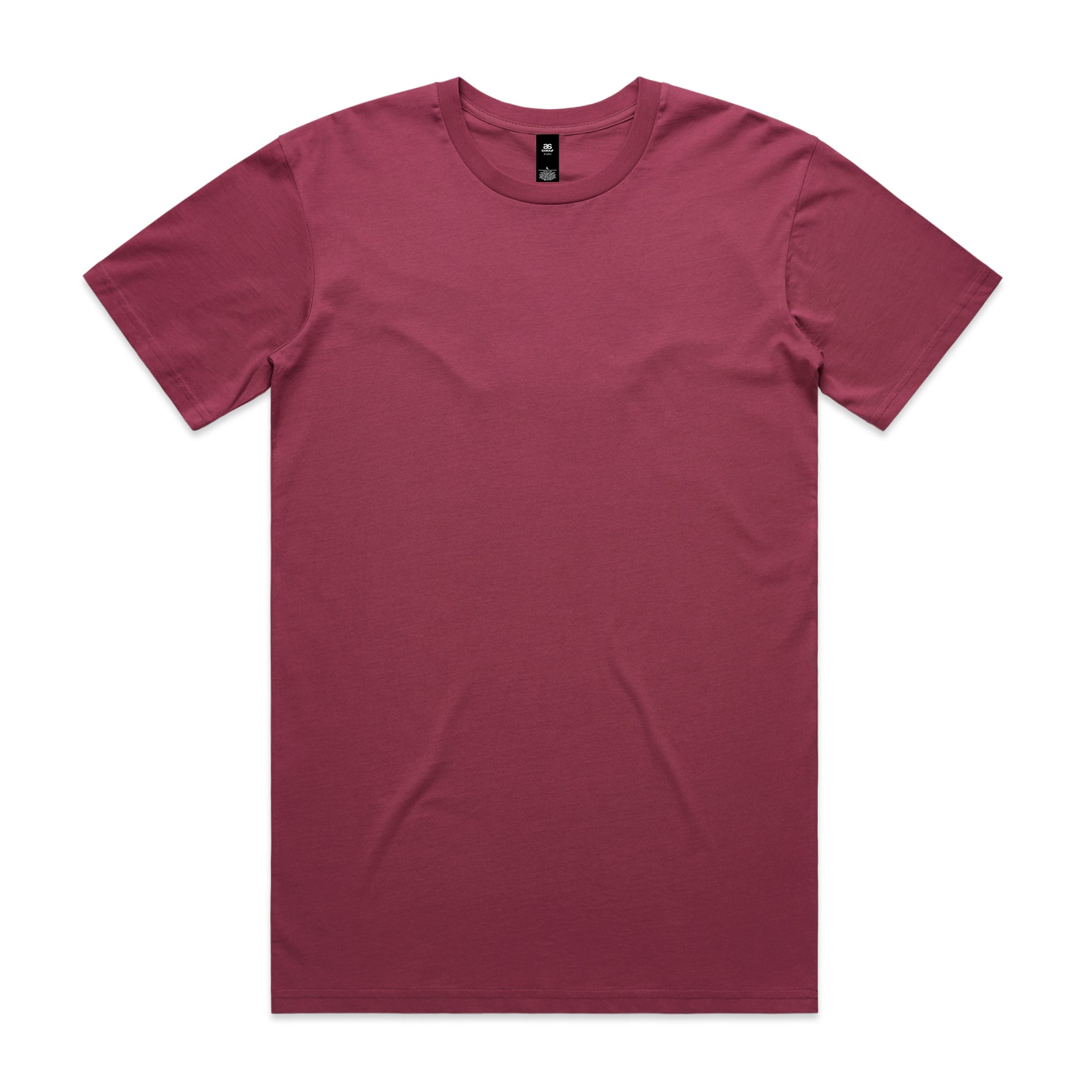 Plain maroon short-sleeved crew neck Planett Staple Tee made of soft cotton perfect for uniforms and workwear