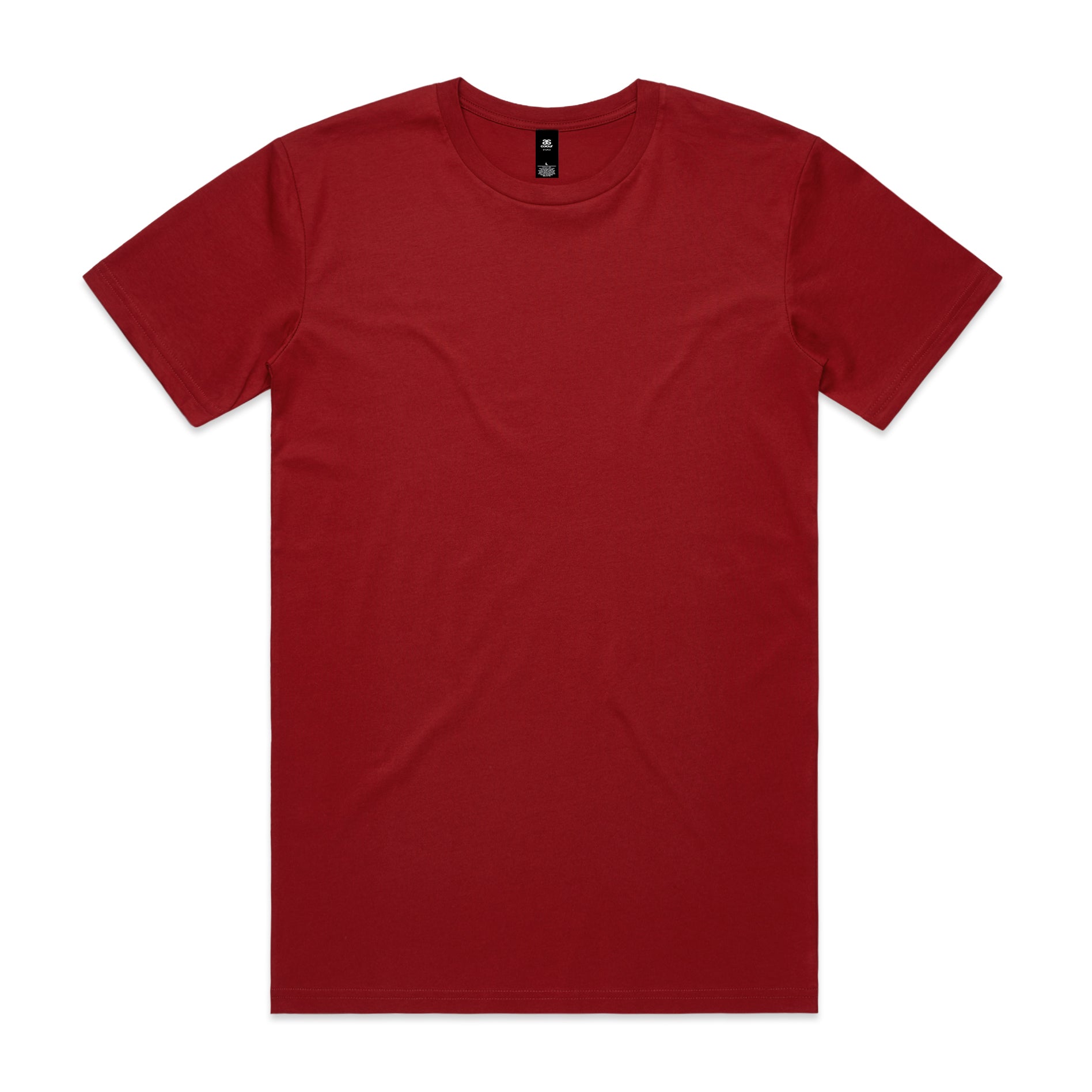 A solid red planett staple tee made of soft cotton perfect for comfortable workwear and everyday uniforms