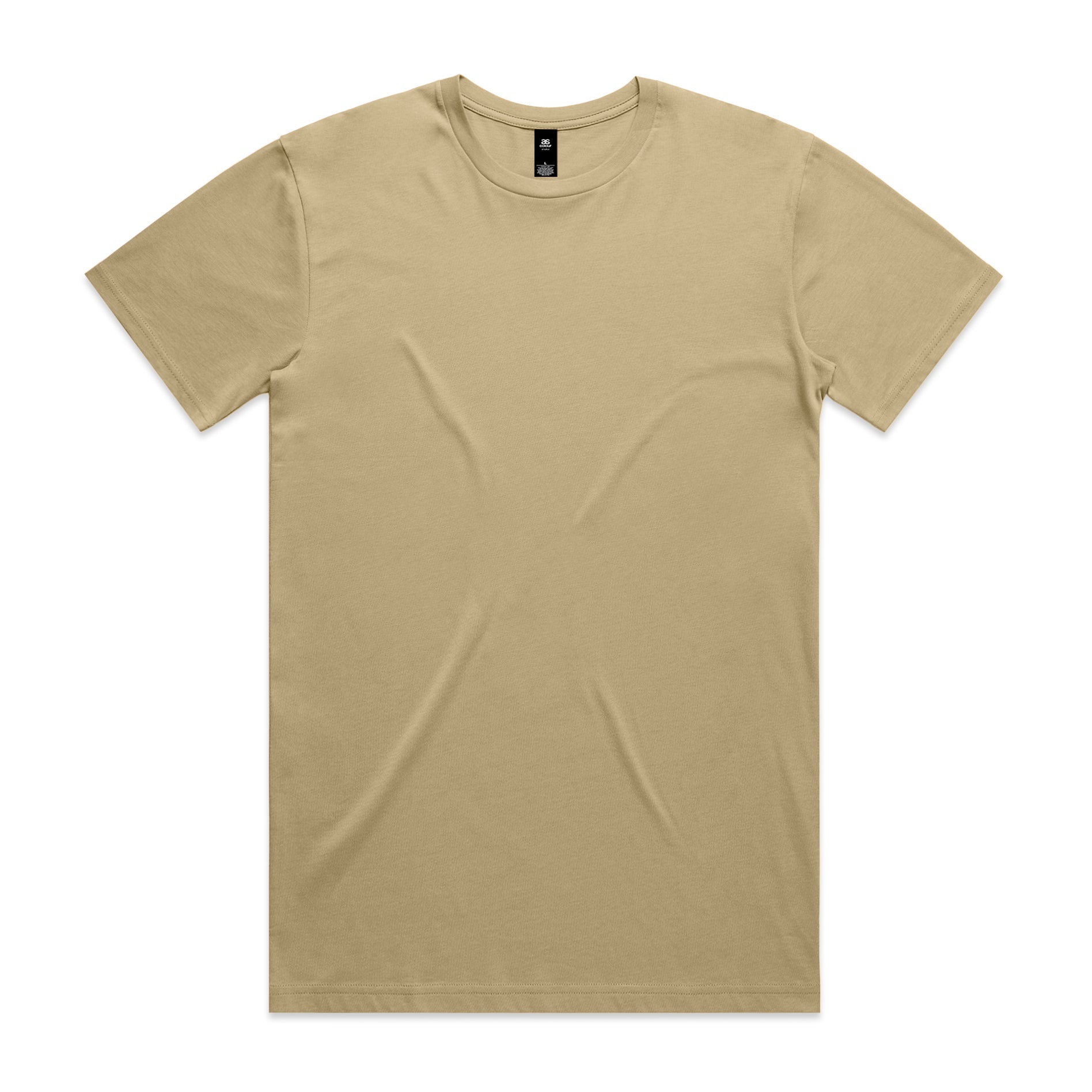 Beige planett staple tee with crew neck and subtle wrinkles perfect for casual workwear and uniforms