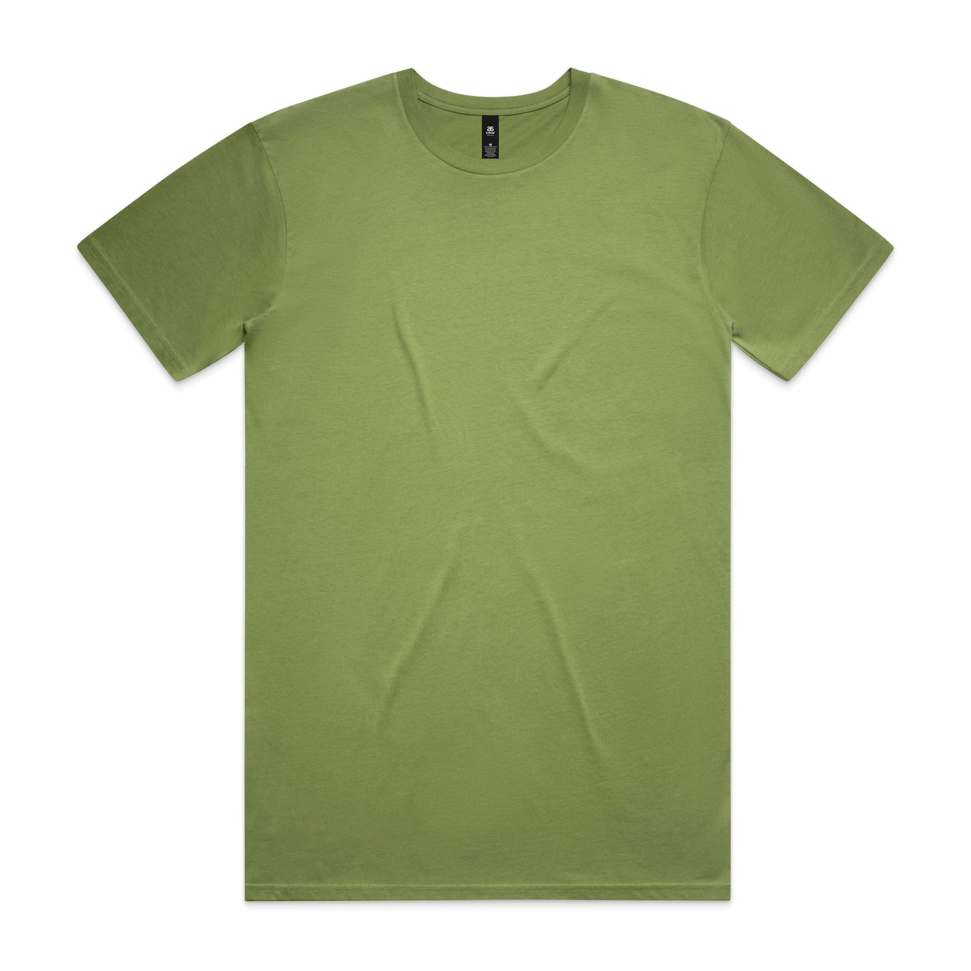 Plain olive green short-sleeved planett staple tee with crew neck and subtle wrinkles ideal for workwear uniforms