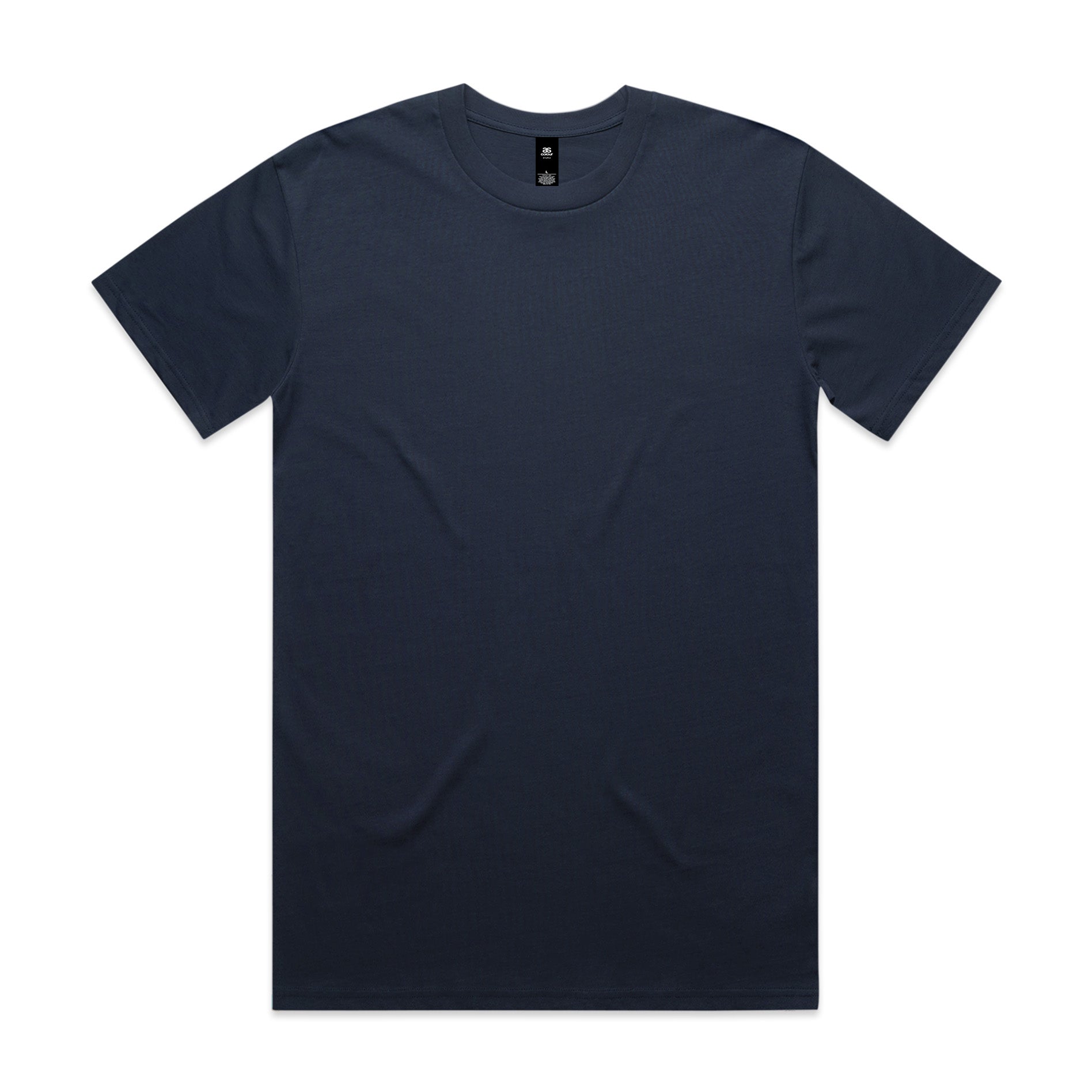 A navy blue short sleeved cotton crew neck planett staple tee perfect for work uniforms and workwear designs
