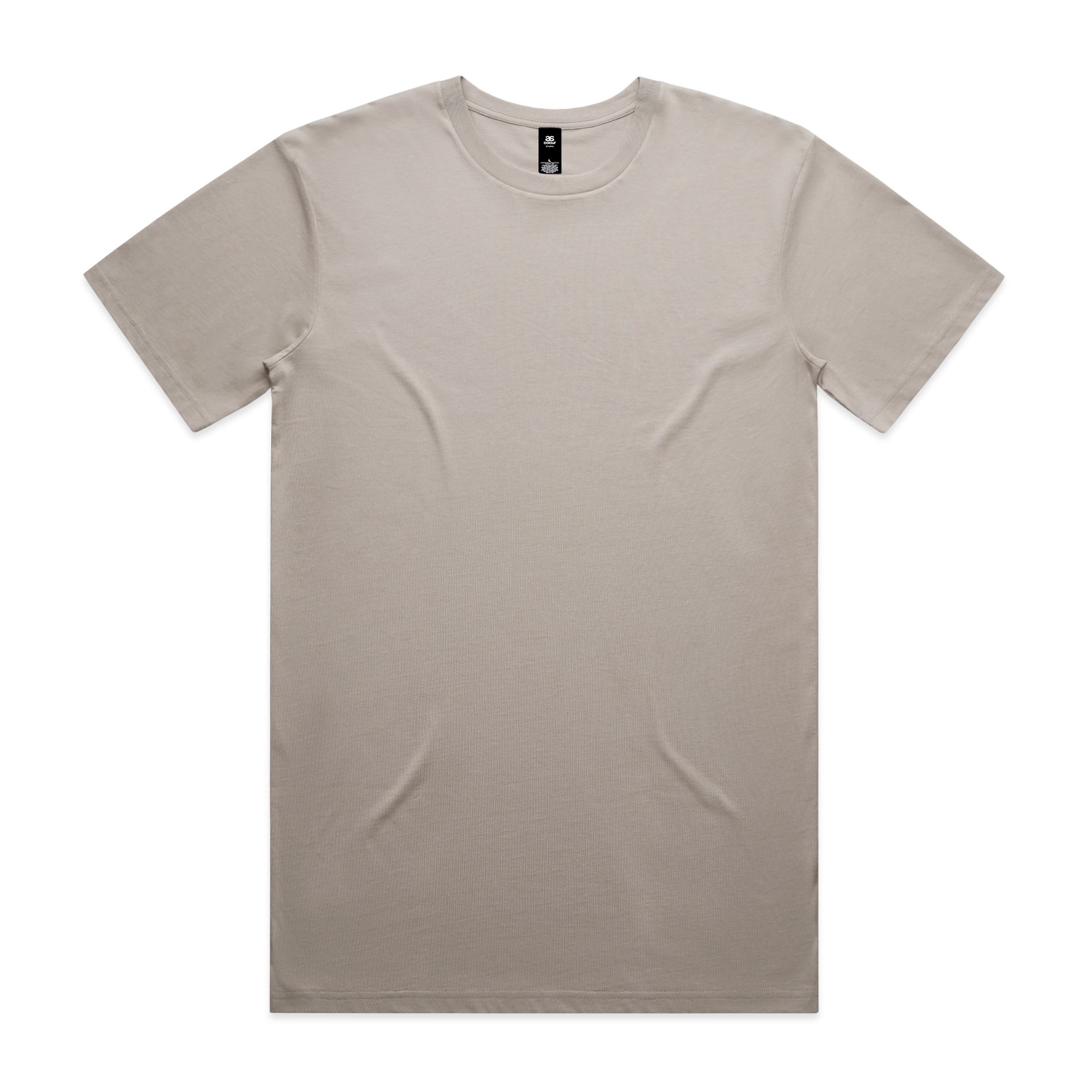 Minimalist beige crew neck t-shirt made of soft textured fabric perfect for comfortable workwear or casual uniforms