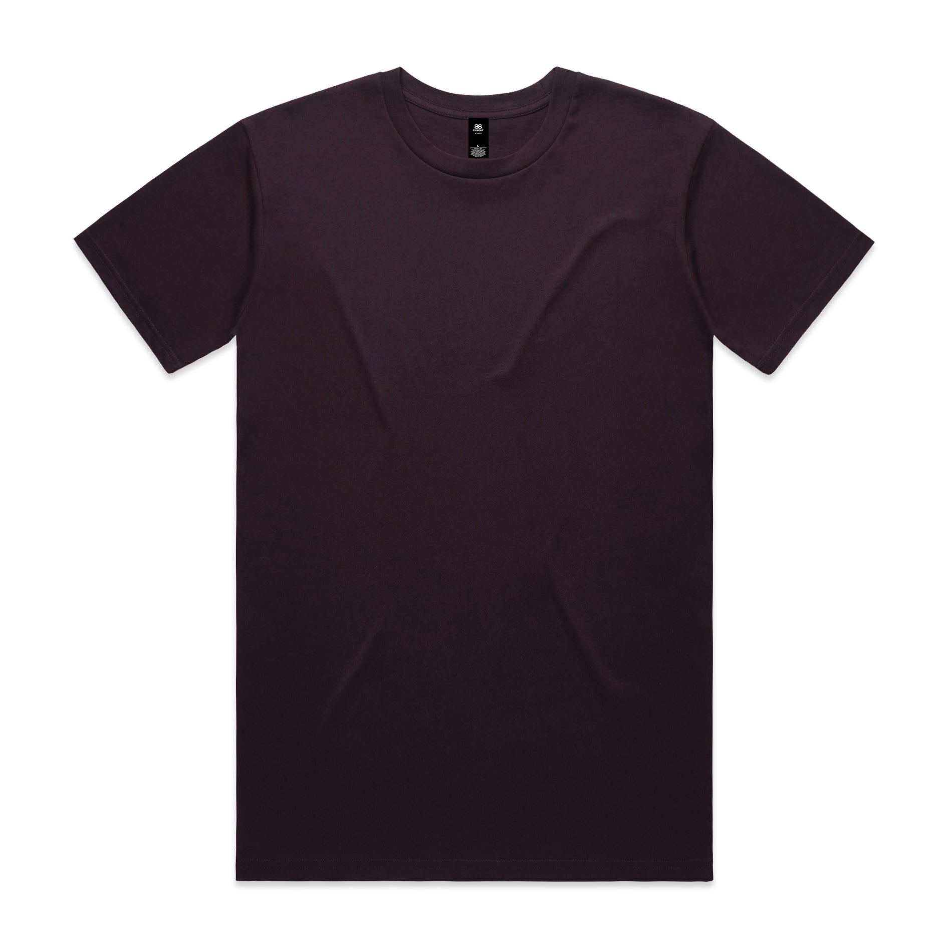 Dark burgundy planett staple tee with short sleeves and crew neck, perfect for uniforms and workwear basics