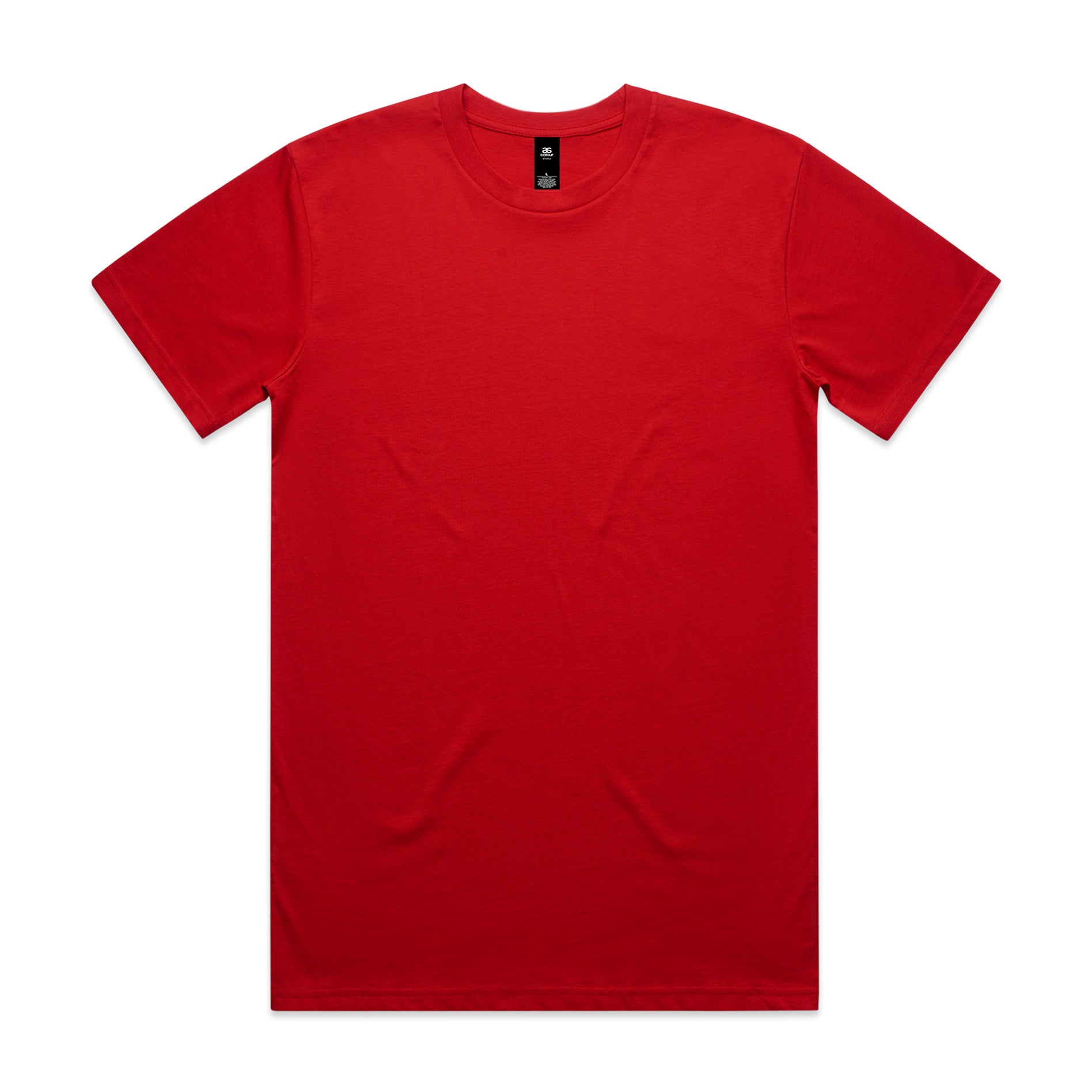 A vibrant red planett staple tee made of soft cotton perfect for comfortable work uniforms and everyday workwear