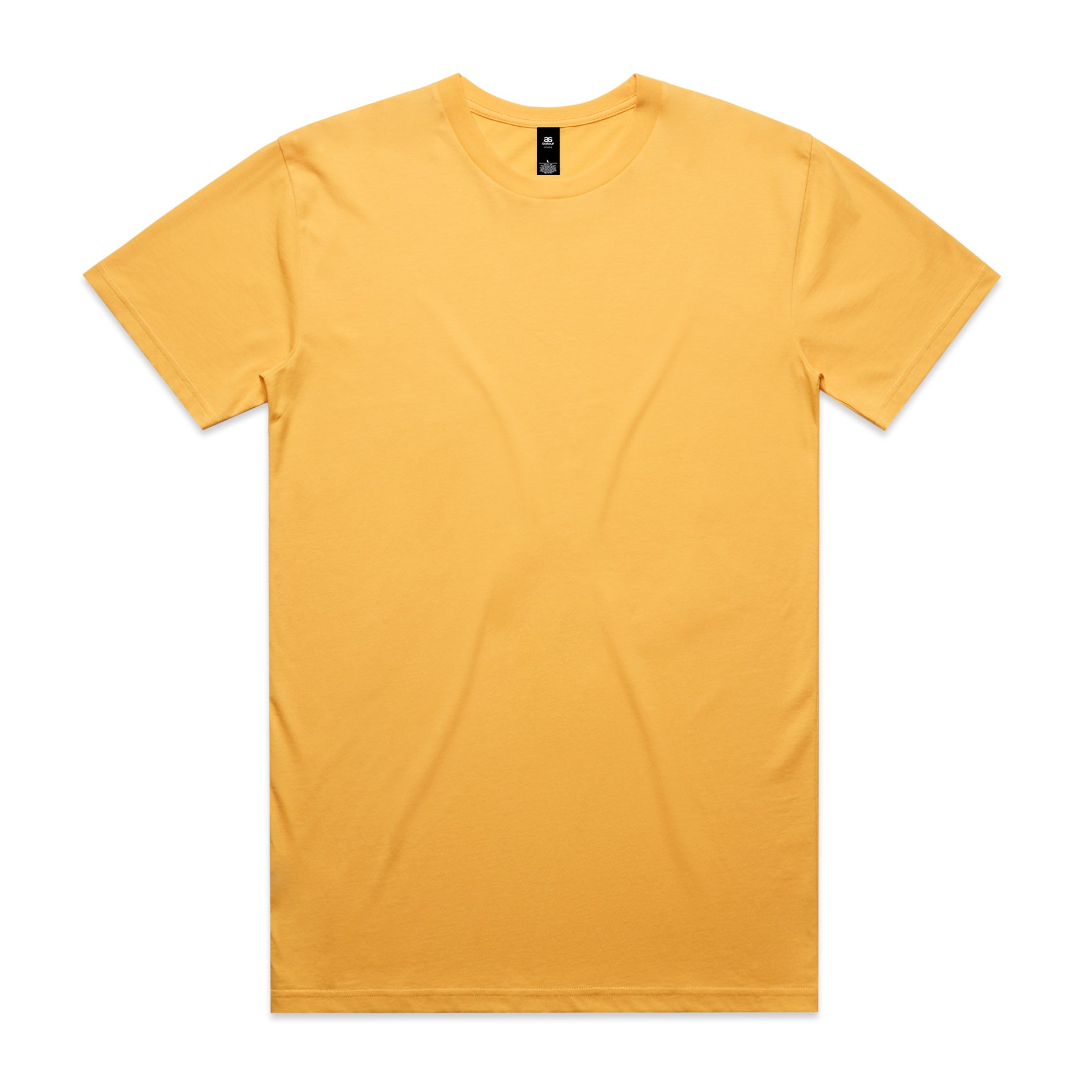 Plain mustard-yellow planett staple tee with crew neck and subtle texture perfect for workwear or uniforms