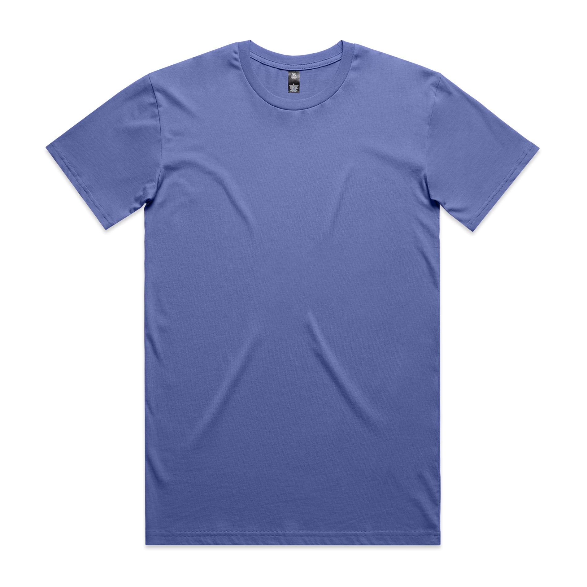 Planett staple tee solid medium-blue short-sleeve crew neck smooth fabric ideal for work uniforms or workwear