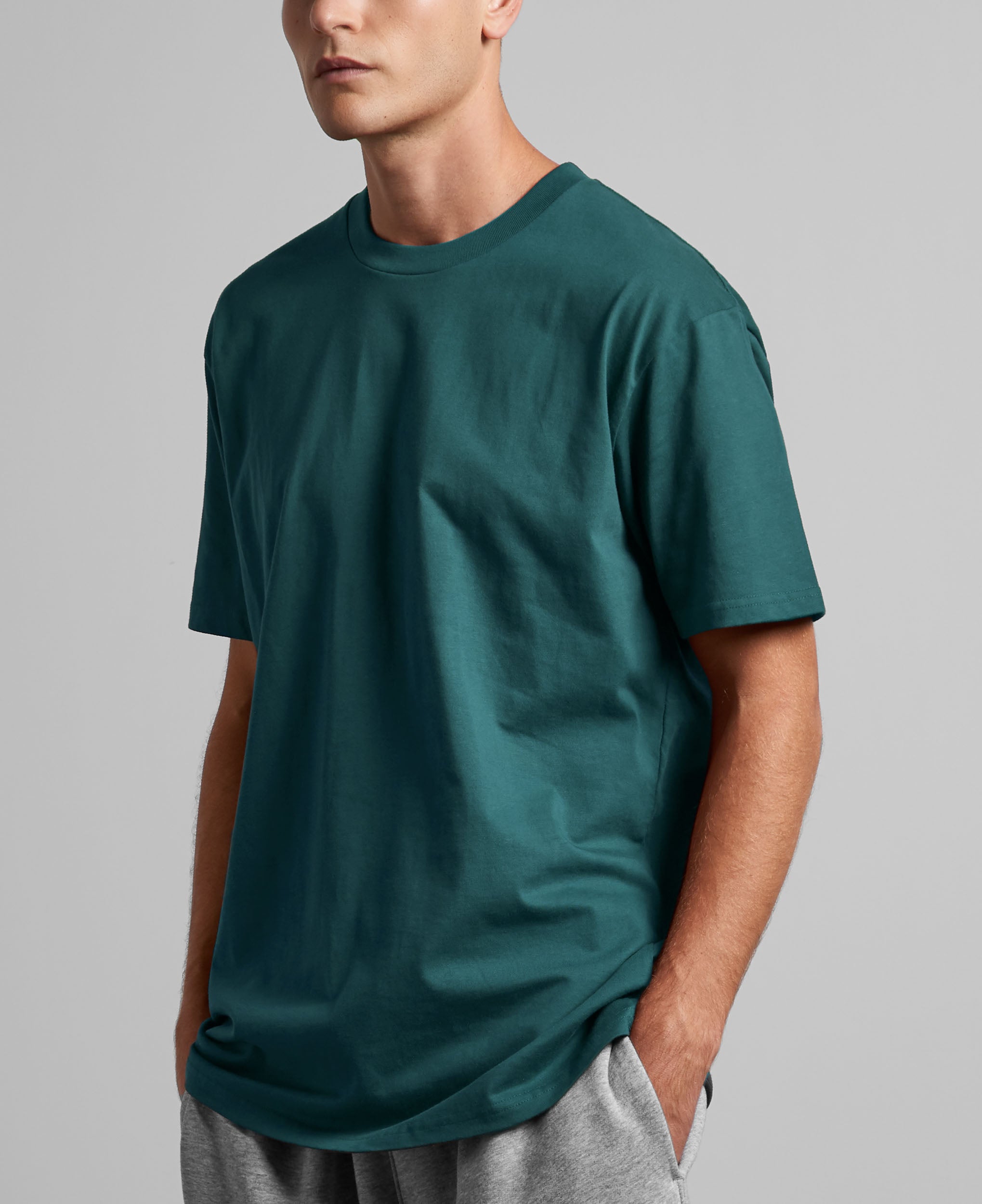 Dark teal classic heavyweight t-shirt with short sleeves and relaxed fit ideal for workwear and uniforms