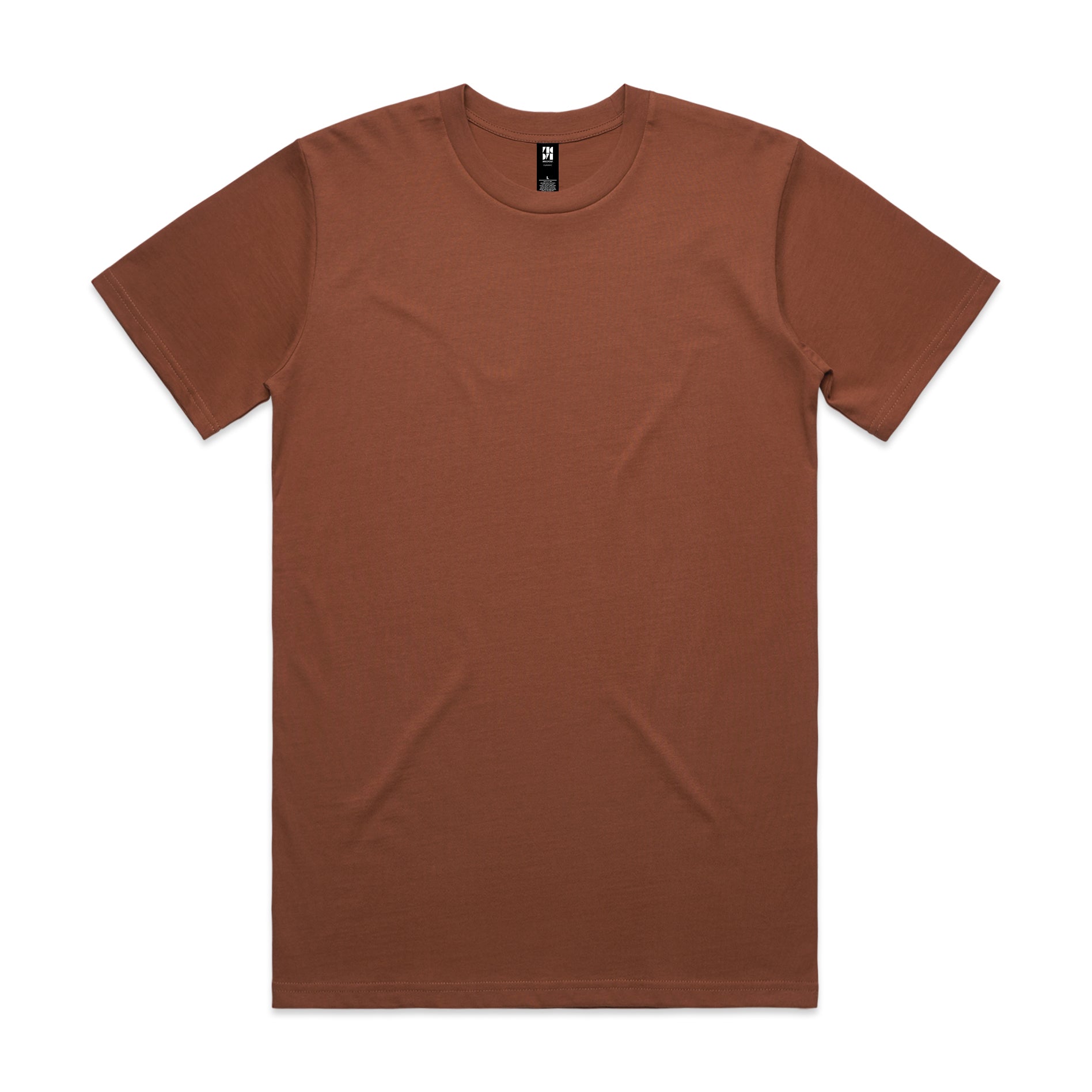 Minimalist brown cotton classic heavyweight t shirt with crew neck perfect for uniforms and workwear use