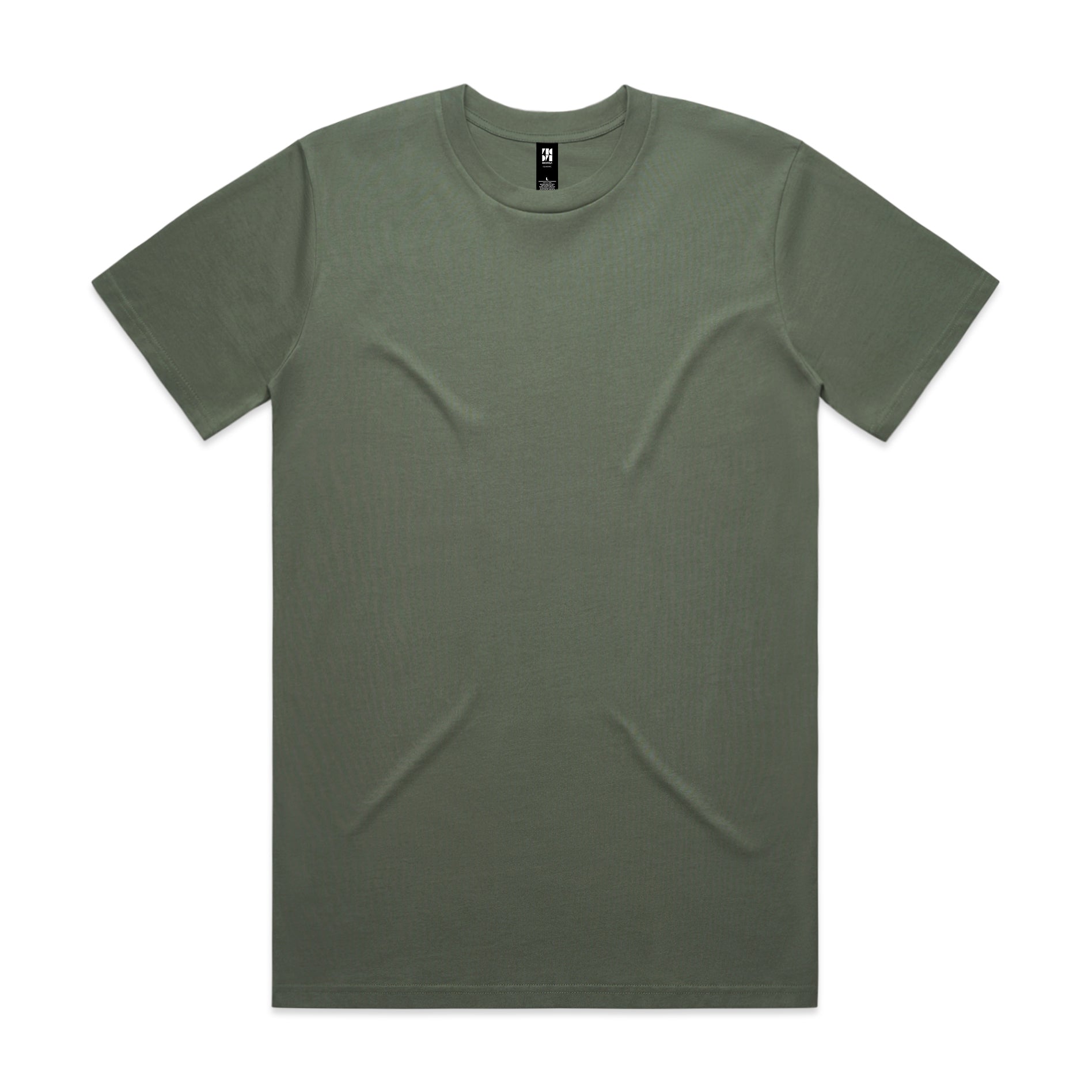 Classic heavyweight olive green short-sleeved crew neck t-shirt with subtle texture perfect for workwear uniforms