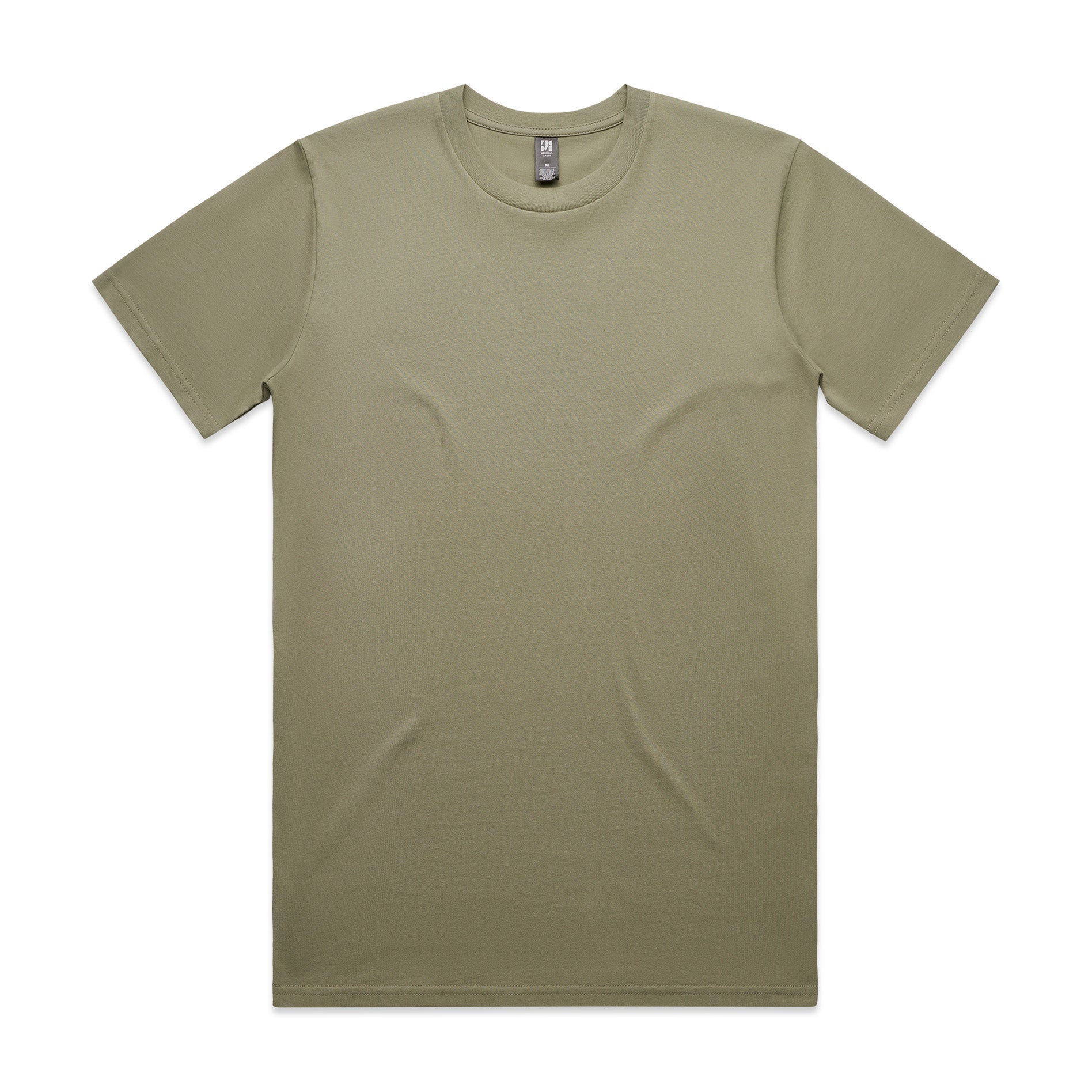 Classic heavyweight olive green short-sleeved crew neck t-shirt perfect for durable workwear and uniforms