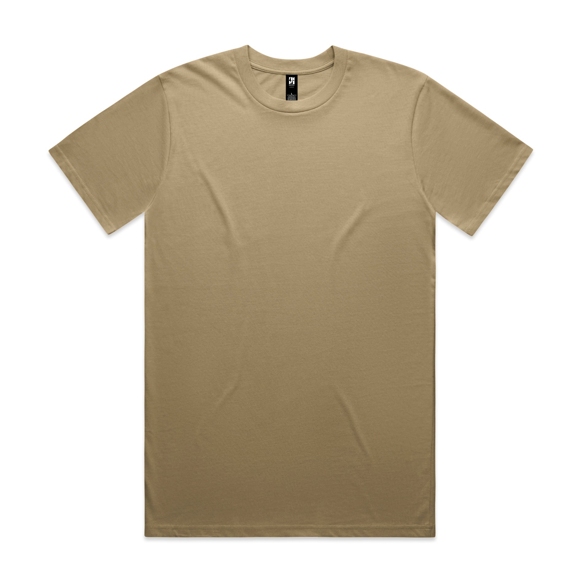 Beige classic heavyweight t-shirt with crew neck and subtle texture ideal for uniforms and workwear basics