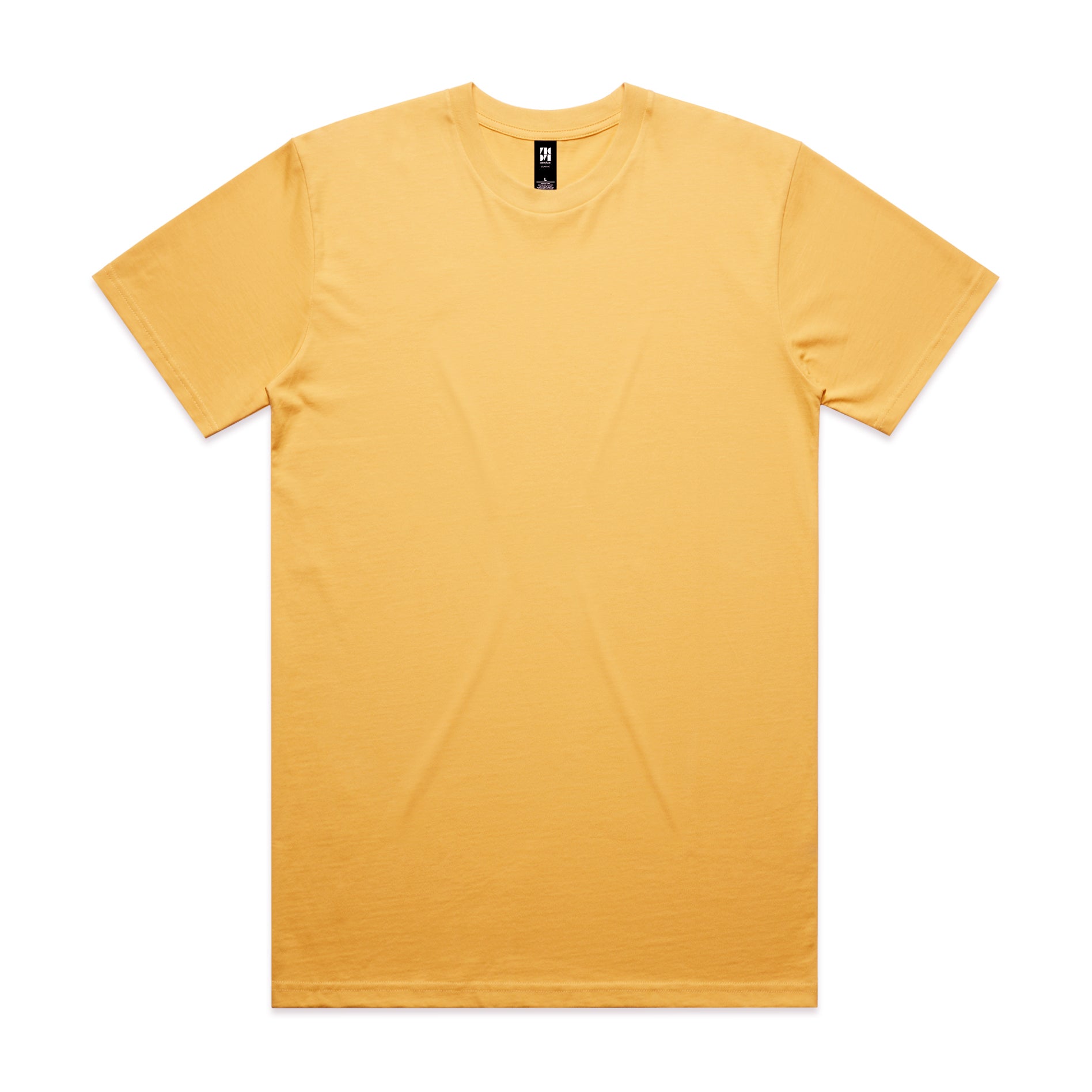 Classic heavyweight t-shirt in plain mustard yellow with short sleeves and crew neck ideal for work uniforms and workwear