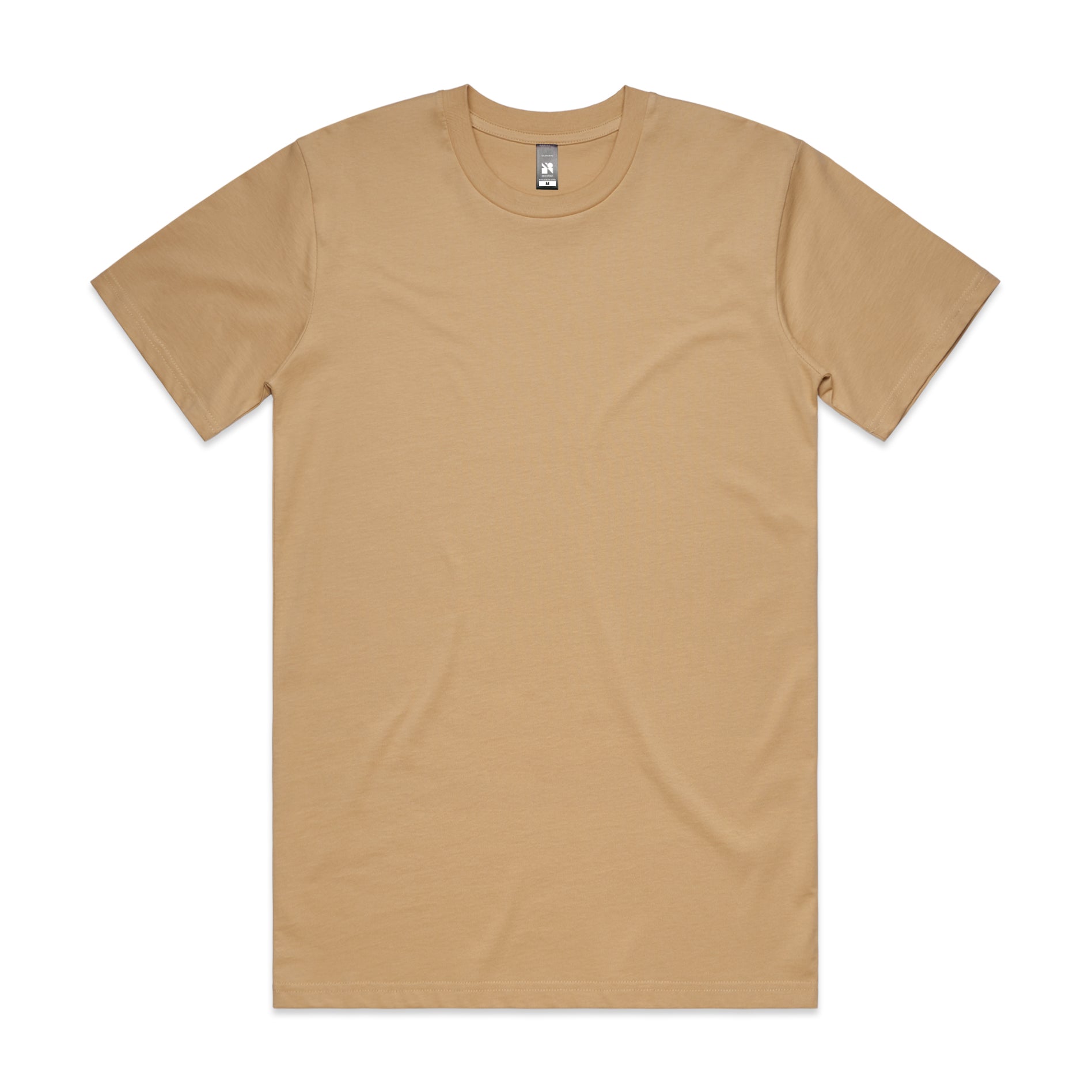 Classic heavyweight tan cotton t-shirt with crew neck and short sleeves perfect for work uniforms and workwear