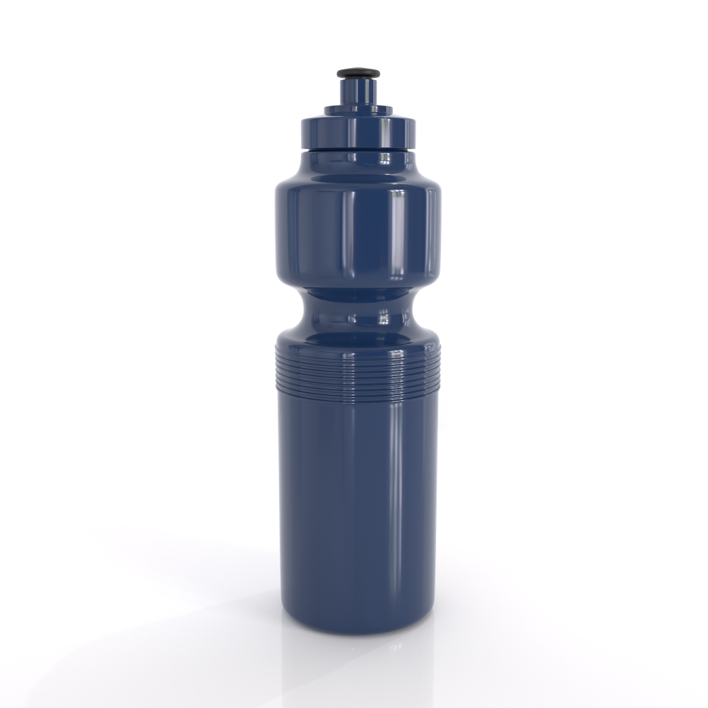Austmade sports bottle 750ml navy blue plastic with black cap and grip ridges ideal for uniforms and workwear use