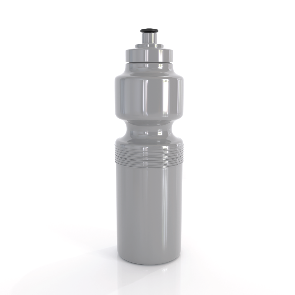 Gray austmade sports bottle 750ml with black cap and textured grip bands perfect for workwear and uniforms