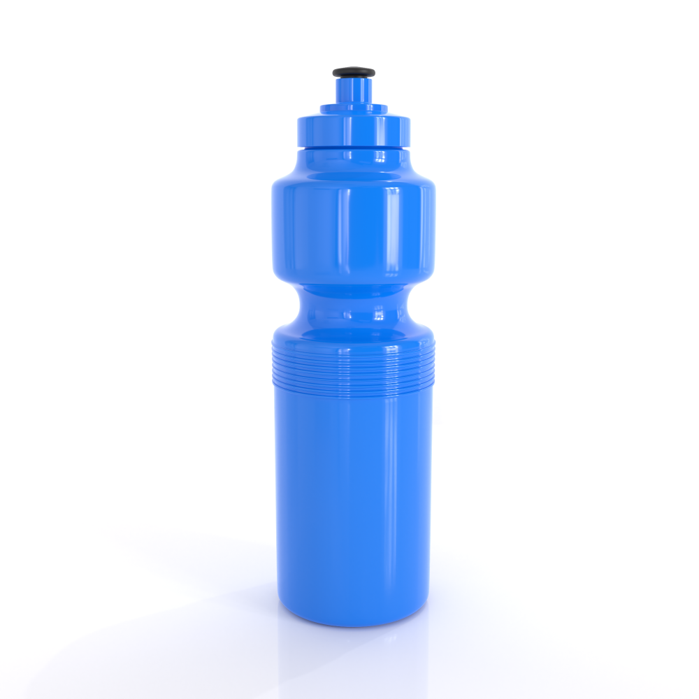 Bright blue austmade sports bottle 750ml with black cap and grip ridges perfect for work uniforms and workwear