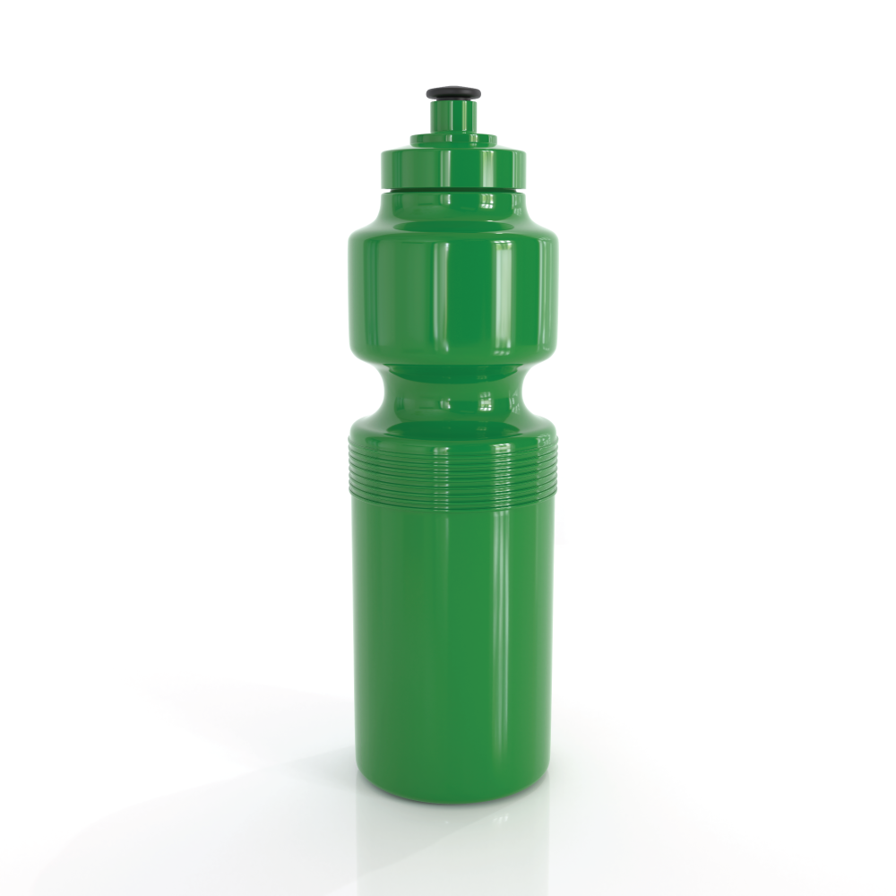 Austmade sports bottle 750ml glossy green plastic with black cap and grip ridges ideal for work uniforms and workwear