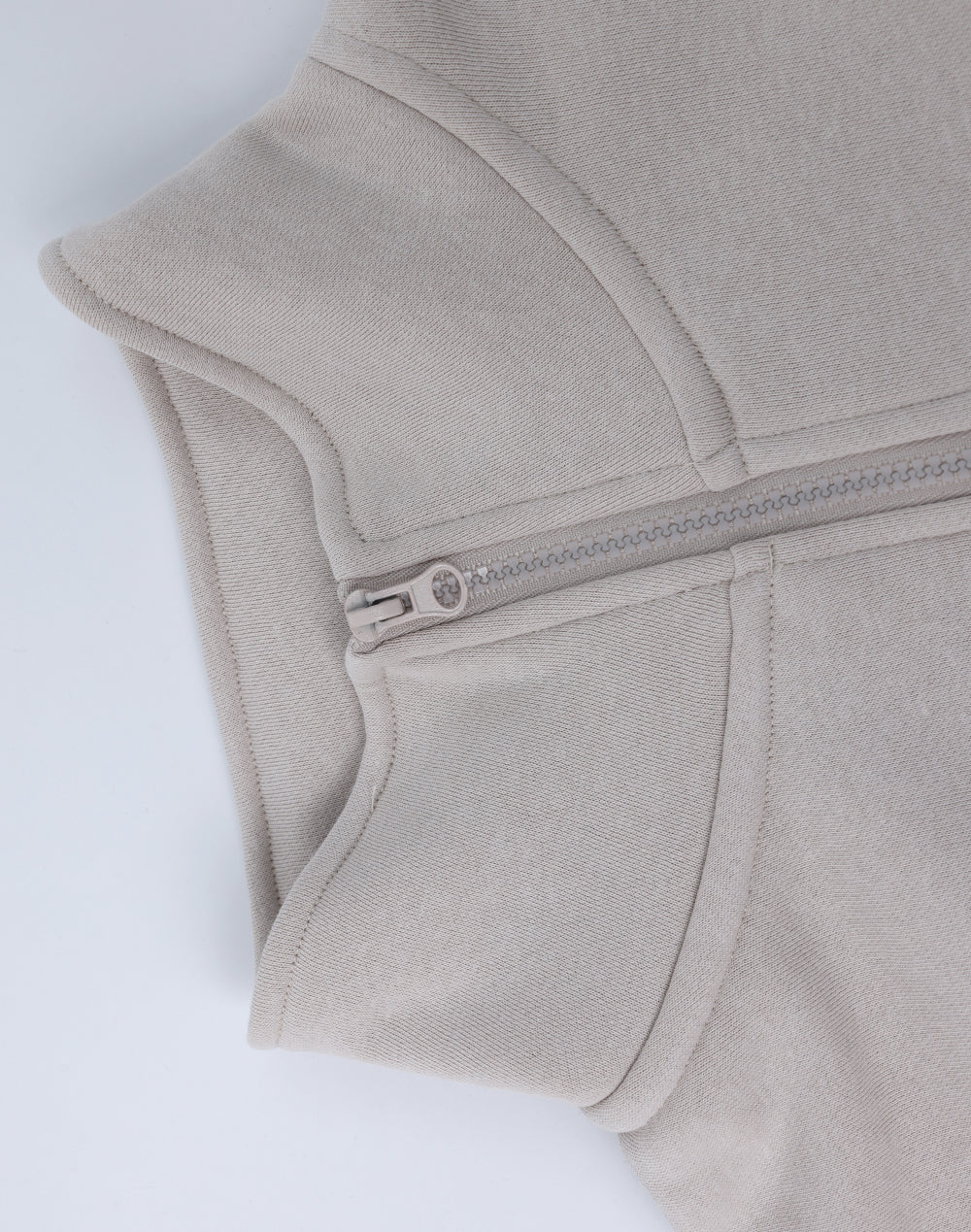 Beige half zip fleece jumper with soft textured fabric and subtle stitching perfect for workwear and uniforms
