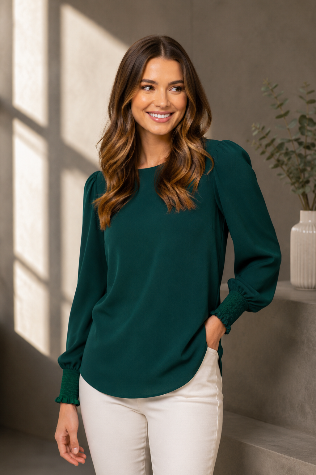 Freya Shirred Cuff Soft Top