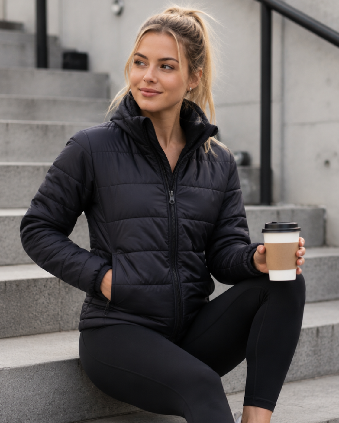 3D Cut Sustainable Insulated Puffer Ladies Jacket