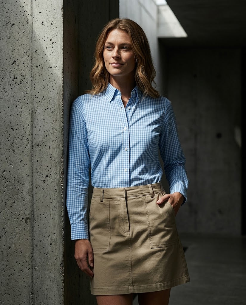 Ladies Miller Gingham Check LS Shirt