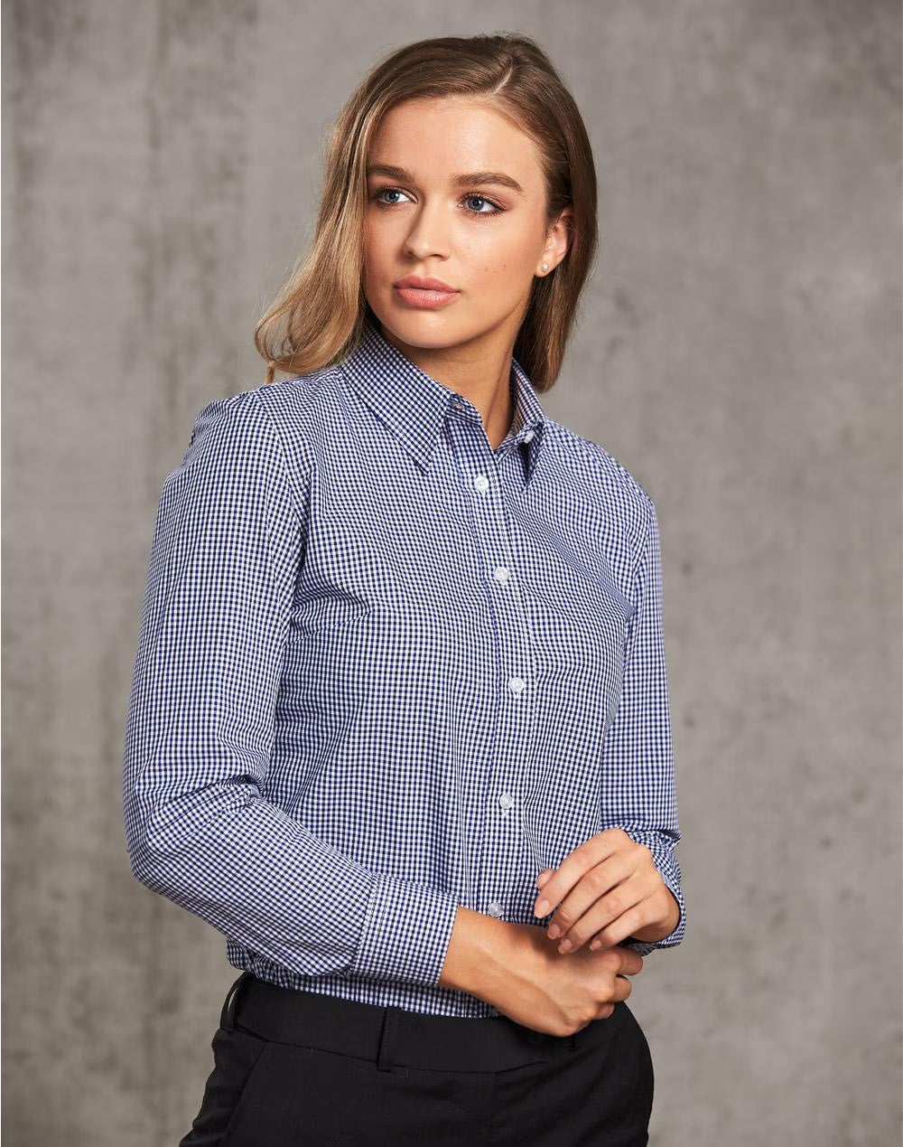 Ladies Multi-Tone Check LS Shirt