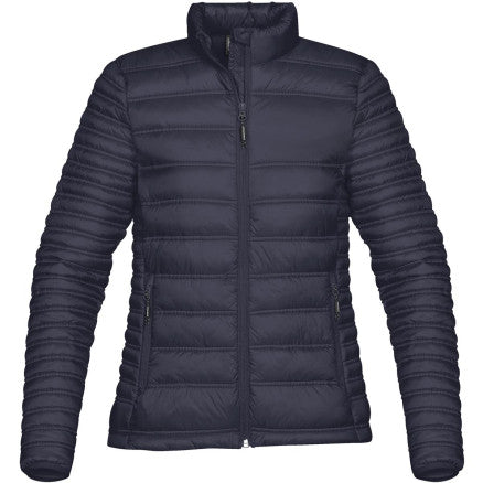Dark navy ladies basecamp thermal jacket with quilted design and front zipper ideal for workwear uniforms
