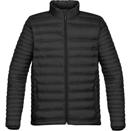 Black quilted basecamp thermal jacket with high collar and zipper ideal for workwear and work uniforms
