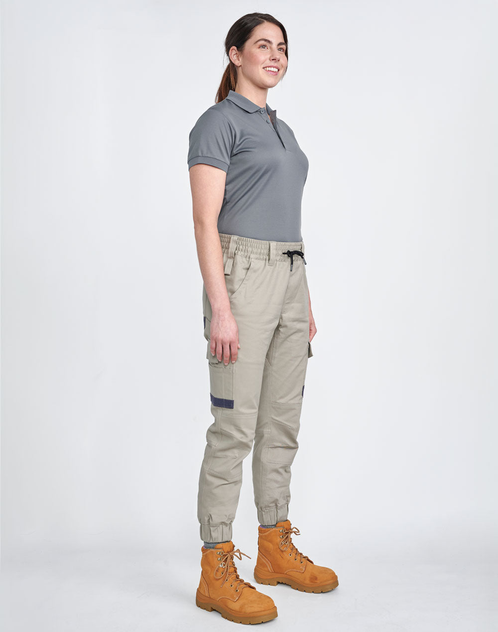 Womens Cotton Stretch Cuffed Work Pants