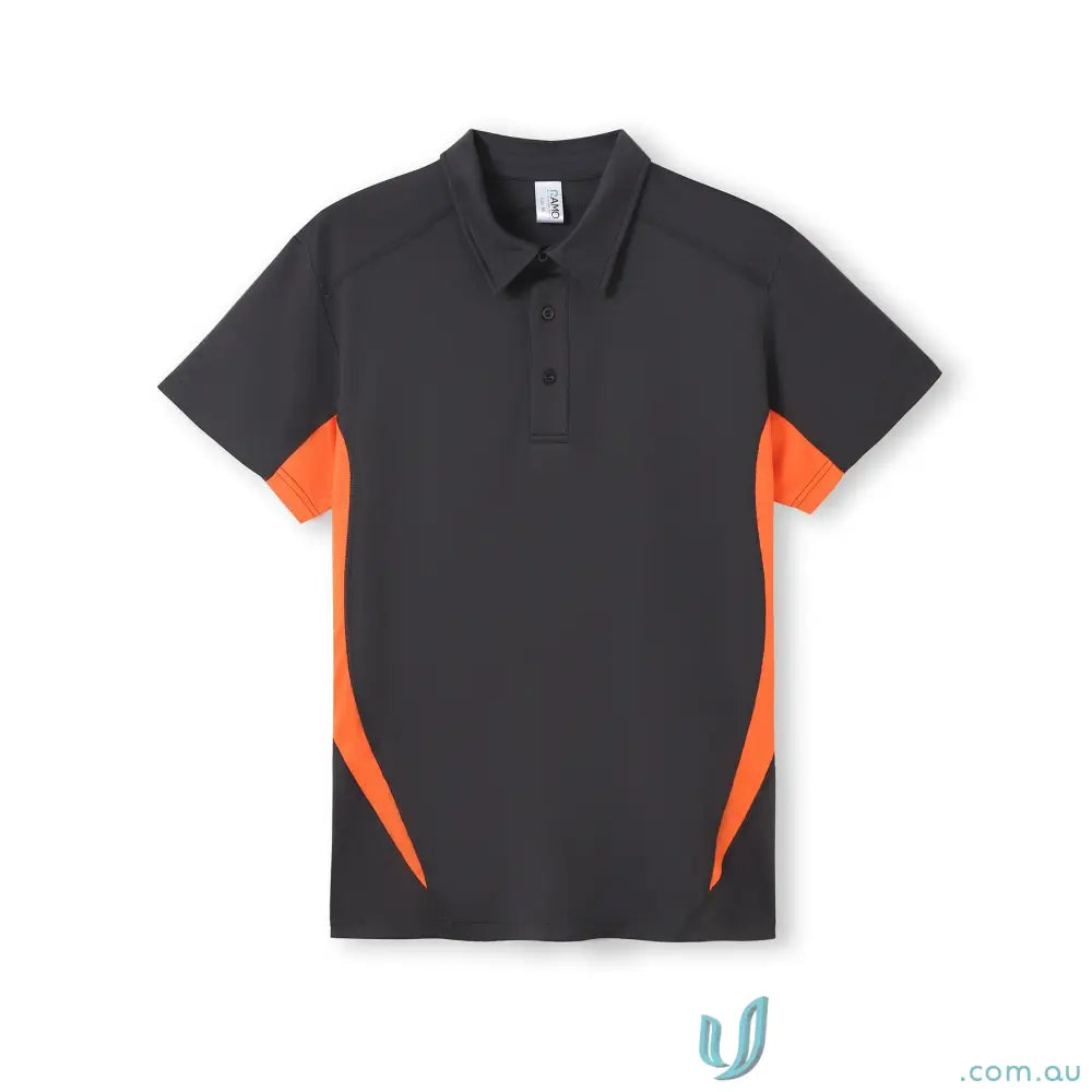 P446HB-1 P446HB Accelerator Polo -Larger Sizes in Charcoal/Orange