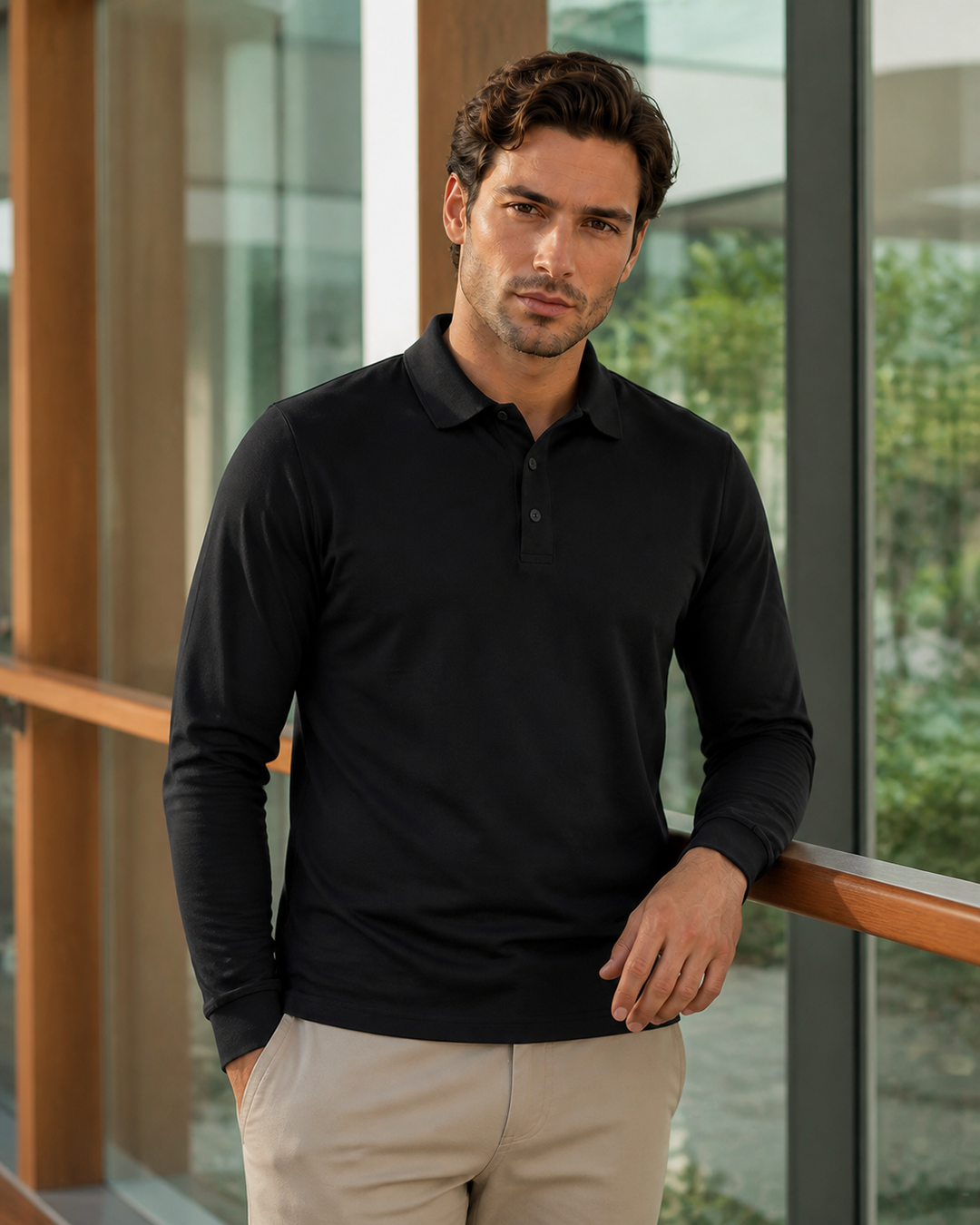 Action LS Polo men's long sleeve work polo on Australian catalogue model