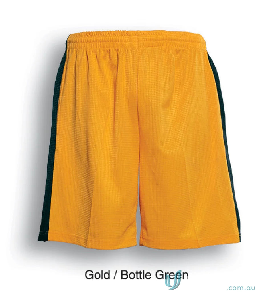 Bocini CK618 Adult Soccer Panel Shorts in Gold/Bottle Green