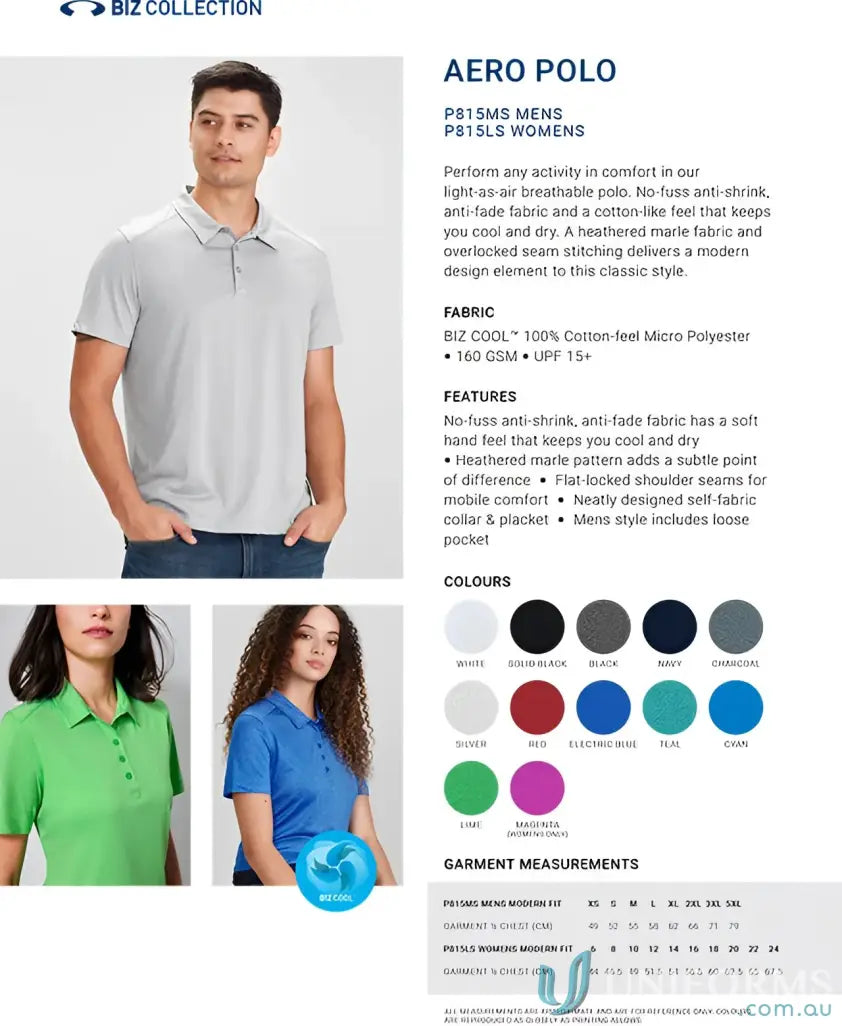 Aero Polo product details from Biz Collection Aero Polo mens polo shirt