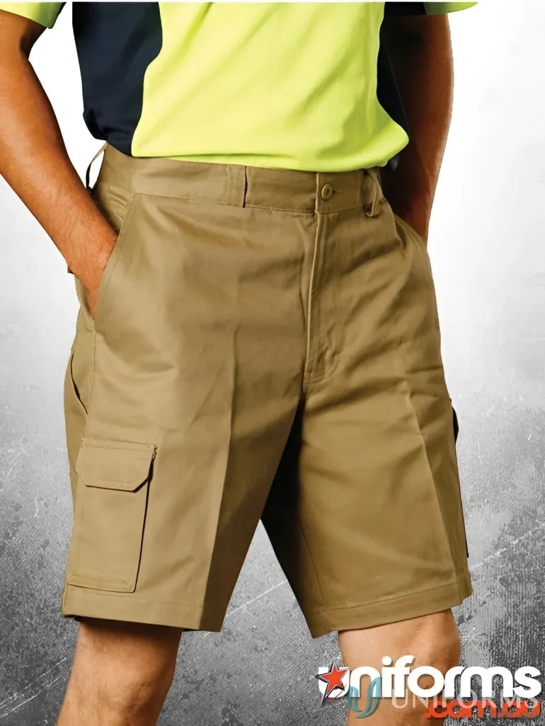 Winning Spirit WP06 AIW Heavy Cotton Drill Cargo Shorts in Khaki