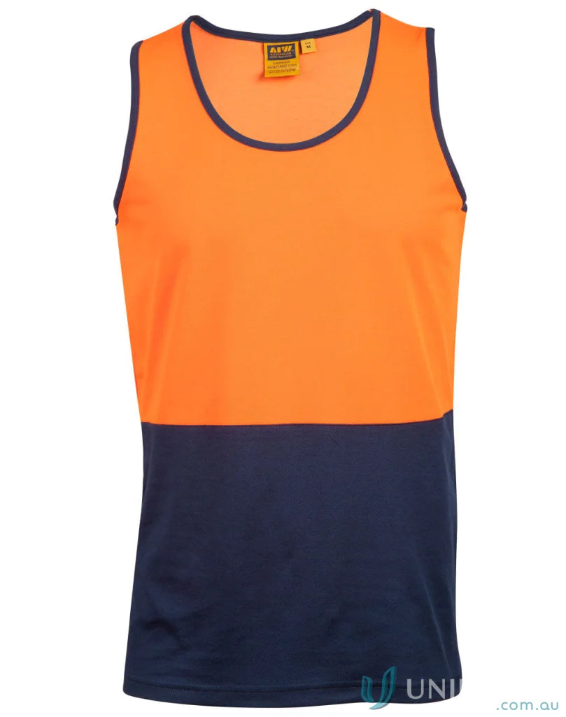 Winning Spirit SW15 AIW HiVis TrueDry Singlet in Fluoro Orange/Navy