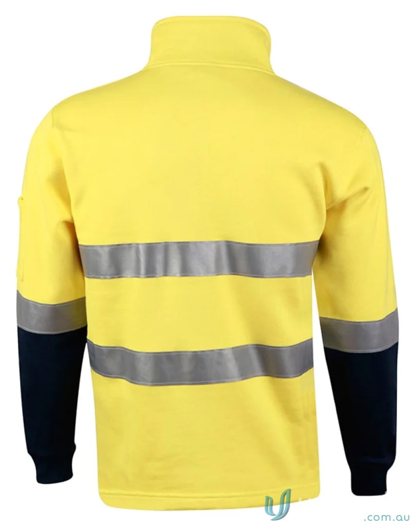 Winning Spirit SW48 AIW HiVis Unisex Cotton Fleece Sweat Jumper in Fluoro Orange/Navy