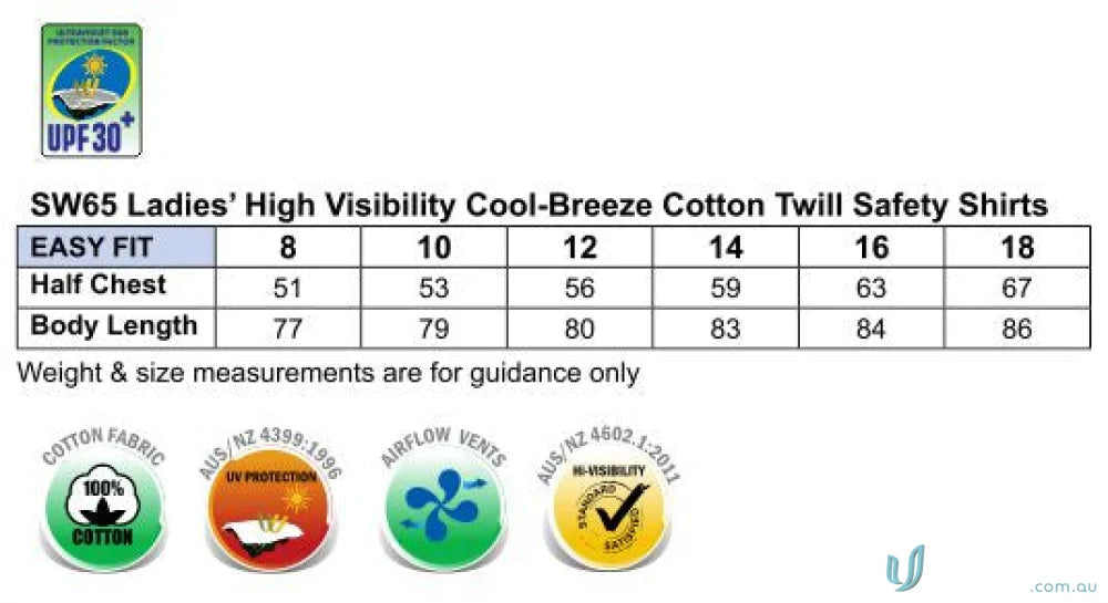Winning Spirit SW65 AIW Ladies HiVis Taped Cool-Breeze Twill Shirt