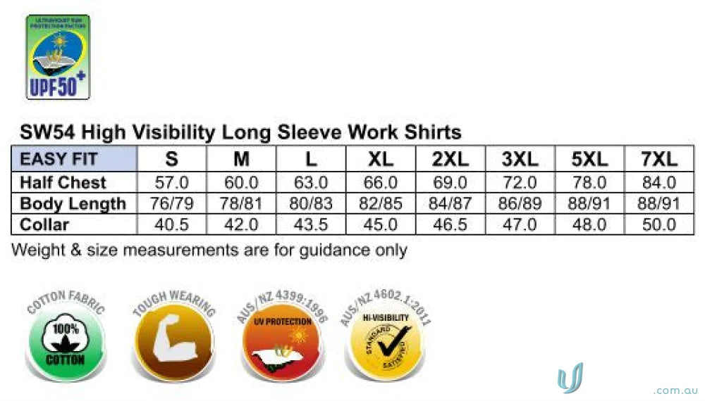 Winning Spirit SW54 AIW Safety Cotton Drill L/S Shirt