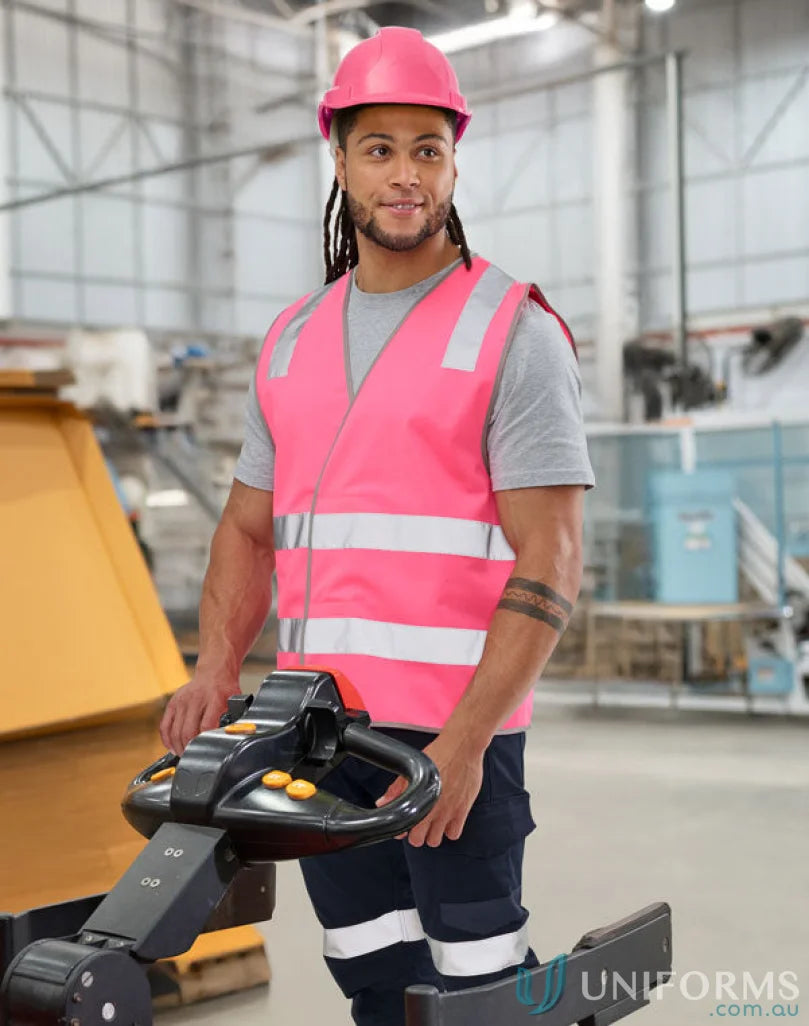 Winning Spirit SW43 AIW Safety Vest with Shoulder Tapes in Fluoro Pink front product image