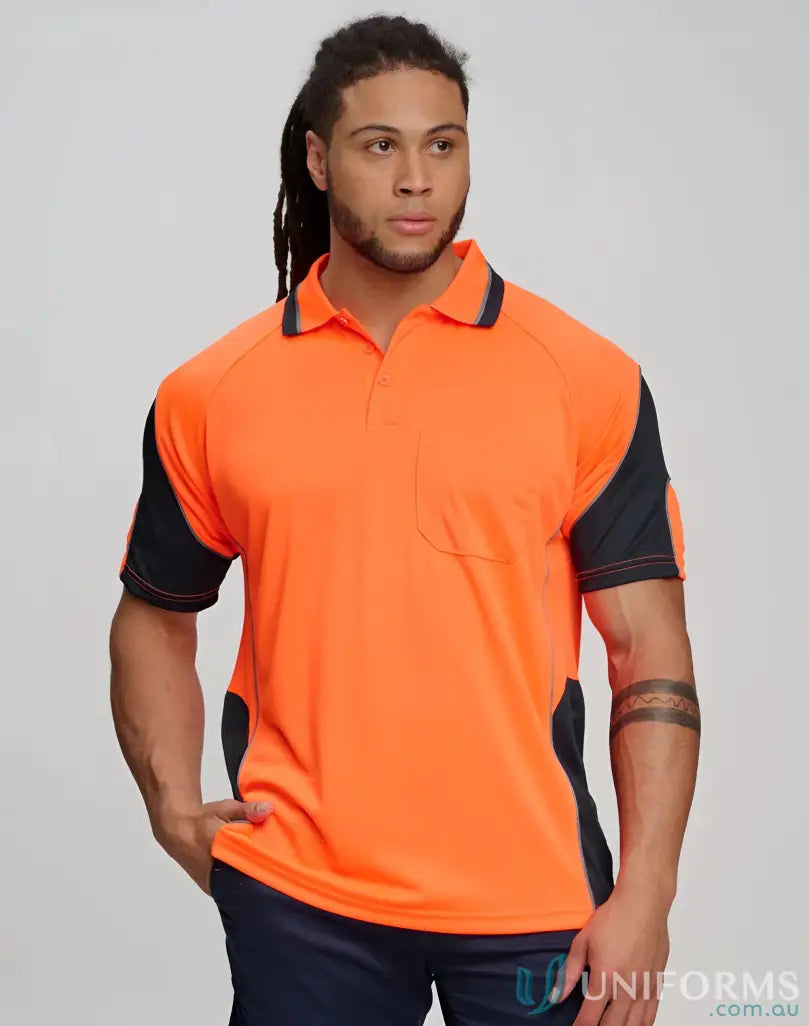 Winning Spirit SW71 Alliance SS Safety Polo in Fluoro Orange/Navy